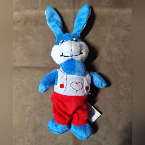 3/$30💜Kinder Surprise Plush Bunny Rabbit Blue & White w/ Embroidered heart - Picture 9 of 10